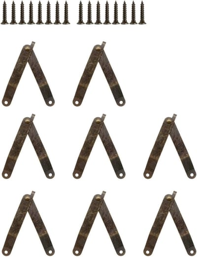 8 Vouwscharnieren - 83×11 mm - Vouwdekselsteunen - Vintage scharnieren - Gebruiksvriendelijk - Geschikt voor houten kratten, kasten, gereedschapskisten - Bronskleur