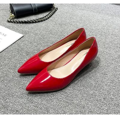 Dames Lage Kleine Hoge Hakken Schoenen Korte Gelakt Leer Pumps Grote Maat 41/42/43 Dames Werk Kantoor Schoenen Bruids Chaussures Femme 34 red