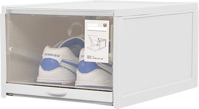 Buxibo - 3x Transparante Sneaker Box met Lade - Sneaker Display - Sneaker Vitrine - Show Box - Opvouwbare Schoenenkast -Schoenendozen - Kunststof - Grijs/Transparant