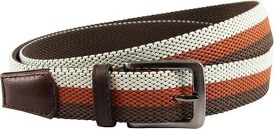 Landley Elastische Geweven Stretch Riem – Rekbaar Elastiek – Dames / Heren / Unisex – 3 Kleuren – Bruin/Cognac/Beige - Lengte totaal 110 cm / Riemmaat 95