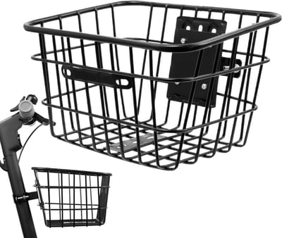 Scooter Voormand - Fietsmand Afneembaar - Boodschappen Vervoeren - Stevige IJzeren Constructie - 23x27.5x18 cm - Zwart
