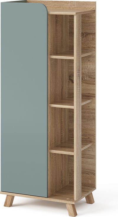 Vicco Karen Halfhoge kast – 50 x 128 cm met deur en open vakken Sonoma/blauw