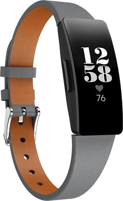 KELERINO. Leren band geschikt voor Fitbit Inspire (HR) - Grijs