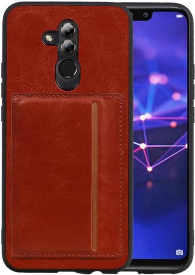Bruin Staand Back Cover 1 Pasjes voor Huawei Mate 20 Lite