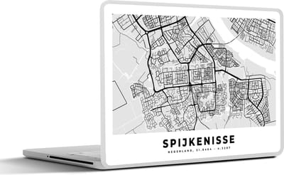 Laptop sticker - 12.3 inch - Plattegrond - Spijkenisse - Nederland - 30x22cm - Laptopstickers - Laptop skin - Cover - Stadskaart
