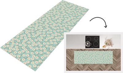 Keukenloper - Loper keuken - Patroon - Madeliefjes - Nordic - 150x50 cm - Keukenloper vinyl