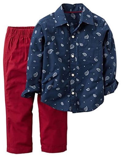 Gestreepte Flanellen Overhemden en Canvas Broek Set voor Baby Jongens