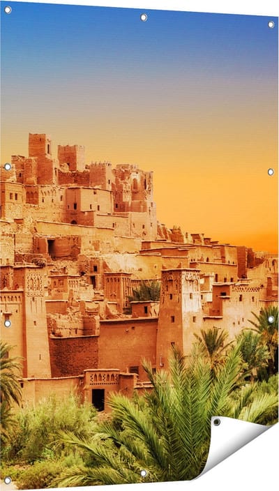 Gards Tuinposter Kasbah Ait Ben Haddou Stad in Marokko - 80x120 cm - Tuindoek - Tuindecoratie - Wanddecoratie buiten - Tuinschilderij