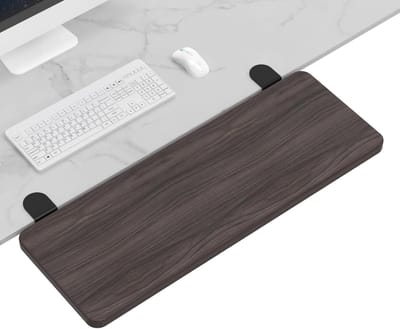 Bureau Verlengstuk - Toetsenbord Lade - Comfortabel Werken - Opvouwbaar Klemontwerp - 55x24 cm - Walnoot
