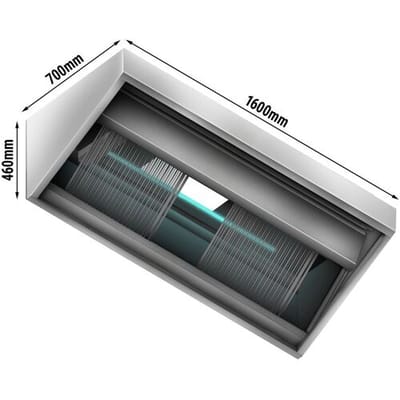 GGM Gastro Plasma Dunstabzugshaube - 1600mm - 95% Abluftreinigungseffizienz - mit Filter & Lampe Zilver