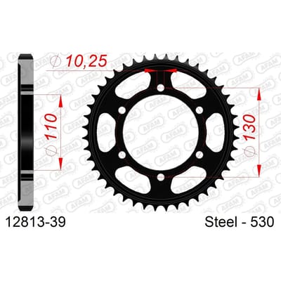 Stalen tandwiel Afam 530 39 dents