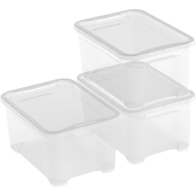 Curver KIS T-Box opbergdoos met deksel - 14 liter - Set van 3 - 39 x 27 x 19 cm - Transparant - Premium opbergoplossing, duurzaam kunststof, moderne