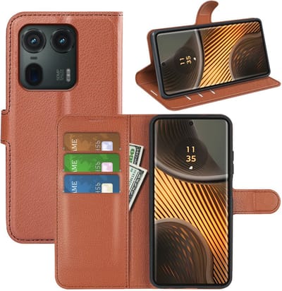 MobyDefend Hoesje - Geschikt voor Motorola Edge 50 Ultra - Kunstleren Wallet Book Case (Sluiting Voorkant) - Bruin