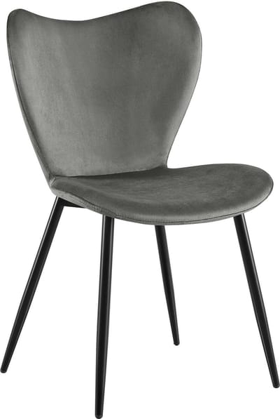 CLP Maika Eetkamerstoel - klassiek - keukenstoel - met rugleuning en zwart metalen frame - maximaal 150 kg - Fluweel/antraciet