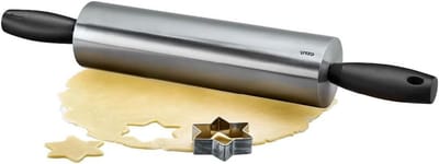Deegroller RVS - Bakroller - Koekjes Bakken - Met Kogellagers - 46 cm - Zilver