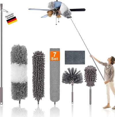 7 delige stofdoeken set voor eenvoudig stofvegen met telescopische stang 25-256 cm