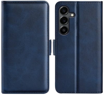 MobyDefend Hoesje - Geschikt voor Samsung Galaxy S25 FE - Luxe Wallet Book Case (Sluiting Zijkant) - Blauw