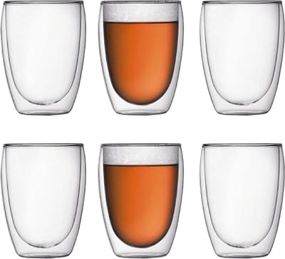 Tobeyz 6x Dubbelwandige Koffieglazen 350 ml - Glazen Cappuccino Kop - Latte Glas - Dubbelwandig Theeglas - Thee - Espresso - Koffie