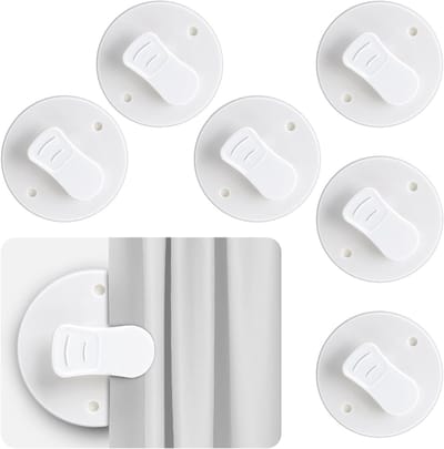 Winddichte Douchegordijn Clips - 6 Stuks Zelfklevende Bevestigingsclips voor Douchegordijnen, Ideaal voor Badkamer, RV en Thuisdecoratie