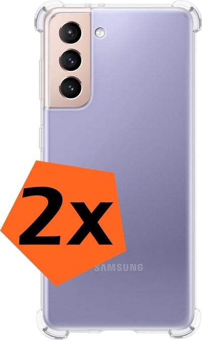 Hoes - 2 Stuks - Geschikt voor Samsung Galaxy S21 - Sterk & Shockproof - Siliconen Case - Back Cover - Telefoon Hoesje Shock Proof - Transparant