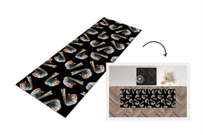 Keukenloper - Loper keuken - Meisje met de parel - Patronen - Vermeer - 150x50 cm - Keukenloper vinyl
