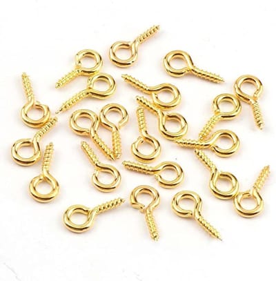 100 stuks schroef oogspelden, haken oogjes schroef schroefdraad voor sieraden, kraal en kunststof, doe-het-zelf ambachten M4x8mm ((goud)