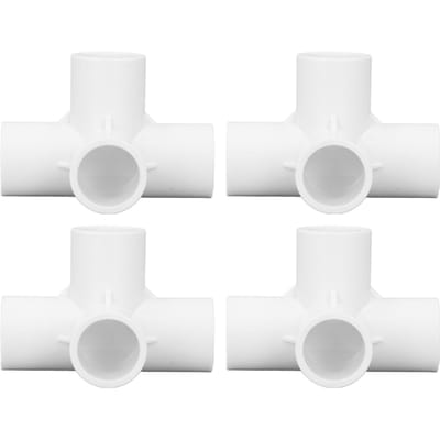 10 Pcs Raccord PVC 4 Voies Coude Connecteur de Tuyau Sortie 25mm Kit d'Ensemble pour Connexion de Meubles Blanc blanc