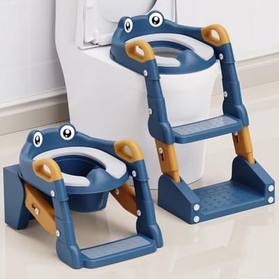 Zindelijkheidstrainingstoel met trap en spatbescherming - 2-in-1 toiletbril voor jongens en meisjes