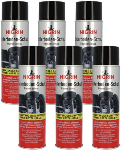 6x PACK Nigrin onderbodembescherming spuitbus bitumen zwart corrosiebescherming auto