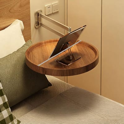 Klaptafel Wandmontage - Neerklapbaar Bureau - Ruimtebesparend Werken - Verstelbare Hoek - 35x35cm - Walnoot