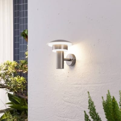 Lindby LED buiten wandlamp Lillie, hoogte 19 cm, roestvrij staal