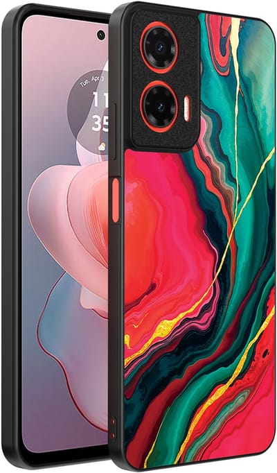 Smartphonica Telefoonhoesje Geschikt voor Motorola Moto G Power 2024 met Rood Groen Marmer Opdruk - TPU Backcover Case Red Green Marble Design geschikt voor Motorola Moto G Power 2024