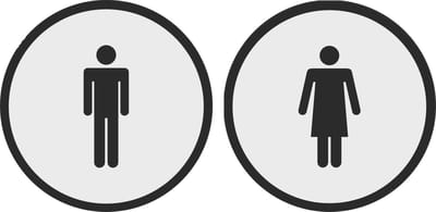 12,5 cm Rond 2 bordjes man/vrouw toilet Wit - Zwart | toilet bordjes - WC bordjes | 125 mm rond 3 mm dik | Wit Zwart | Bio plastic