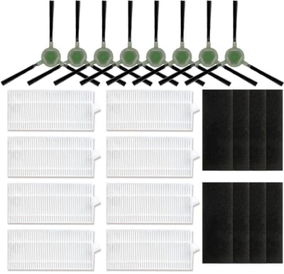 Dailygoods- Veegmachine-accessoires 8 HEPA-filters - 8 Zijborstels - Geschikt voor Lefant M210/M210S/M210B - Robuust en wasbaar - Efficiënt voor stof en dierenharen - Stofzuigeraccessoires