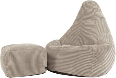 icon - Dalton Kinderzitzak Stoel met Poef - Ribfluweel - Beige