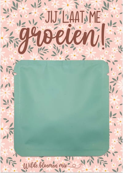 Bloemenkaart Jij laat me groeien - Bloemen - Bloemzaadjes - Bedankje - Afscheid - Juf meester cadeau - juffendag