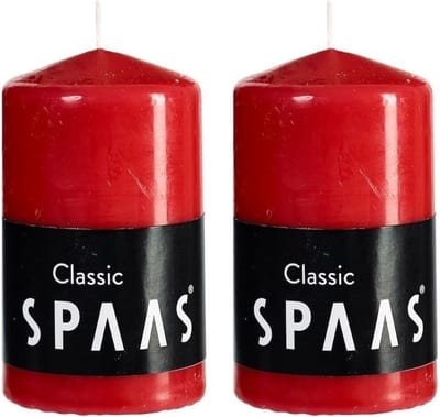 Cilinderkaars/stompkaars - rood - 2x - 6 x 10 cm - 25 branduren - horeca kaarsen