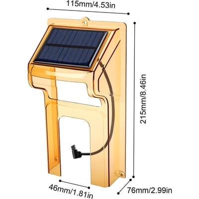 Sonnette de porte solaire Housse de pluie Sonnette alimentée à l'énergie solaire universelle Protecteur Panneau solaire intégré pour une alimentation continue Tous marron