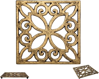 Decoratieve vierkante onderzetter van gietijzer met vintage patroon - Hittebestendig