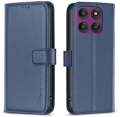 BINFEN Hoesje - Geschikt voor Motorola Edge 60 Pro Hoesje - BINFEN Color Book Case - Blauw