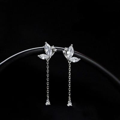 Mode Kwastje Kristallen Vlinder Stud Oorbellen Voor Vrouwen Meisje Elegante Partij Bruiloft Sieraden Voorkomen Allergie Eh1458 black