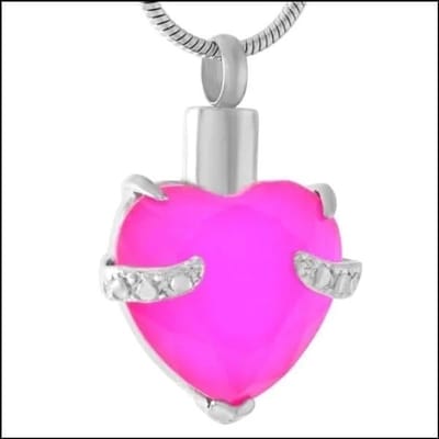 Aramat Jewels | Gedenkhangers | Stalen Ashanger Hart met Grote Steen – Hartvormig Gedenksieraad | Transparant | |20mm | Staal | Volwassenen | Verkleurd niet