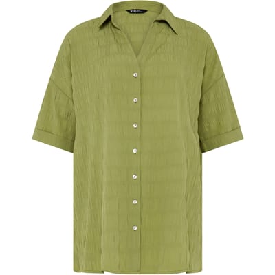 Yours Groen Getextureerd Shirt Size 42