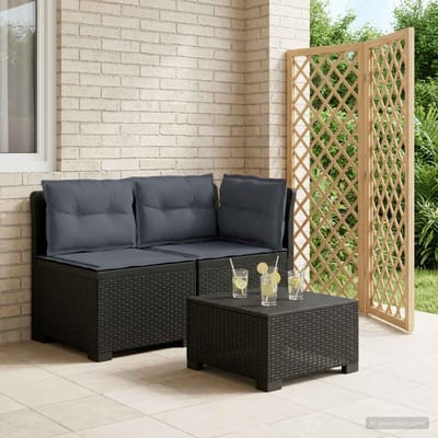 vidaXL - Twee-zits - Tuin - Sofa - met - Kussens - Rieten - Look - 2-zits - PP - Antraciet