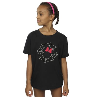 Disney Meisjes Minnie Mouse Spinnenweb Katoenen T-Shirt (Zwart)
