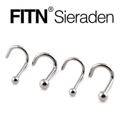 FITN-NSCB-Chirurgisch Staal Neuspiercing Neus Studs-Zilver Kleurige-0.8*6.5*2mm-Nosestud Neuspiercing met balletje - Klassiek