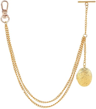 Dailygoods- Zakhorlogeketting 24 cm Goud - Horlogeketting - Zakketting - Kostuumvest - Vaderdag Hanger 3,5 cm - Voor Mannen