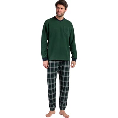 Pyjama-sets Admas Pyjama broek top lange mouwen Smeraldo