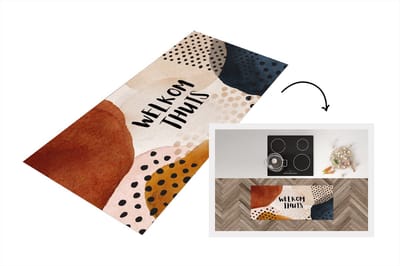 Keukenloper - Loper keuken - Welkom Thuis - Patronen - Stippen - 120x50 cm - Keukenloper vinyl