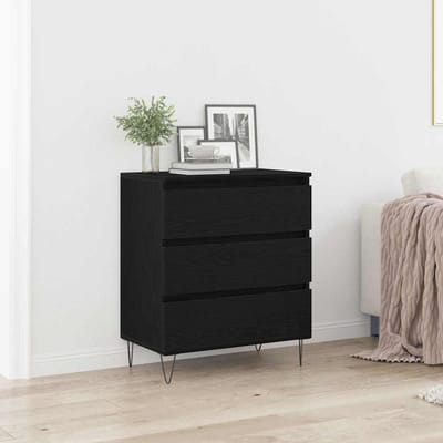 vidaXL - Dressoir - Zwart - Eiken - 60 - x - 35 - x - 70 - cm - Bewerkt - hout